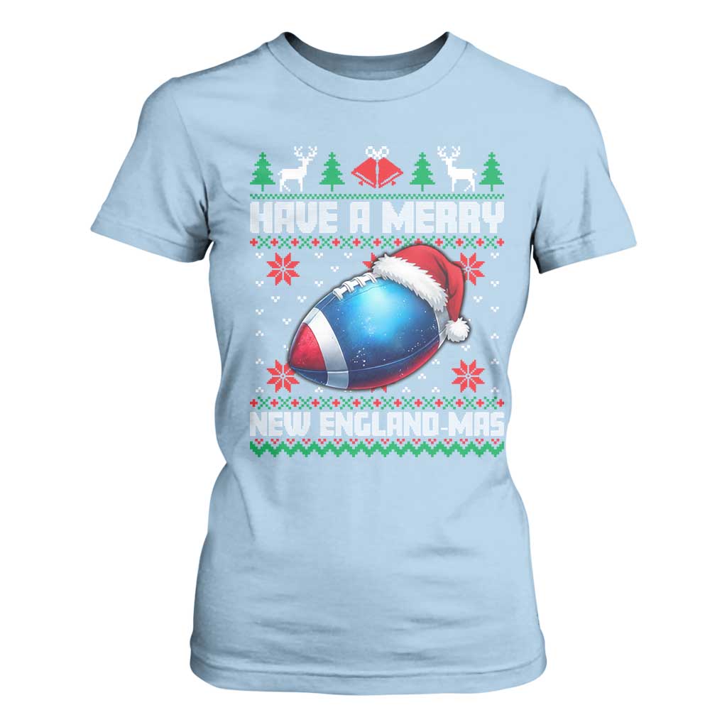 Have A Merry NE Mas T Shirt For Women Funny Football Fan Ugly Christmas Gift TS12 Light Blue Print Your Wear