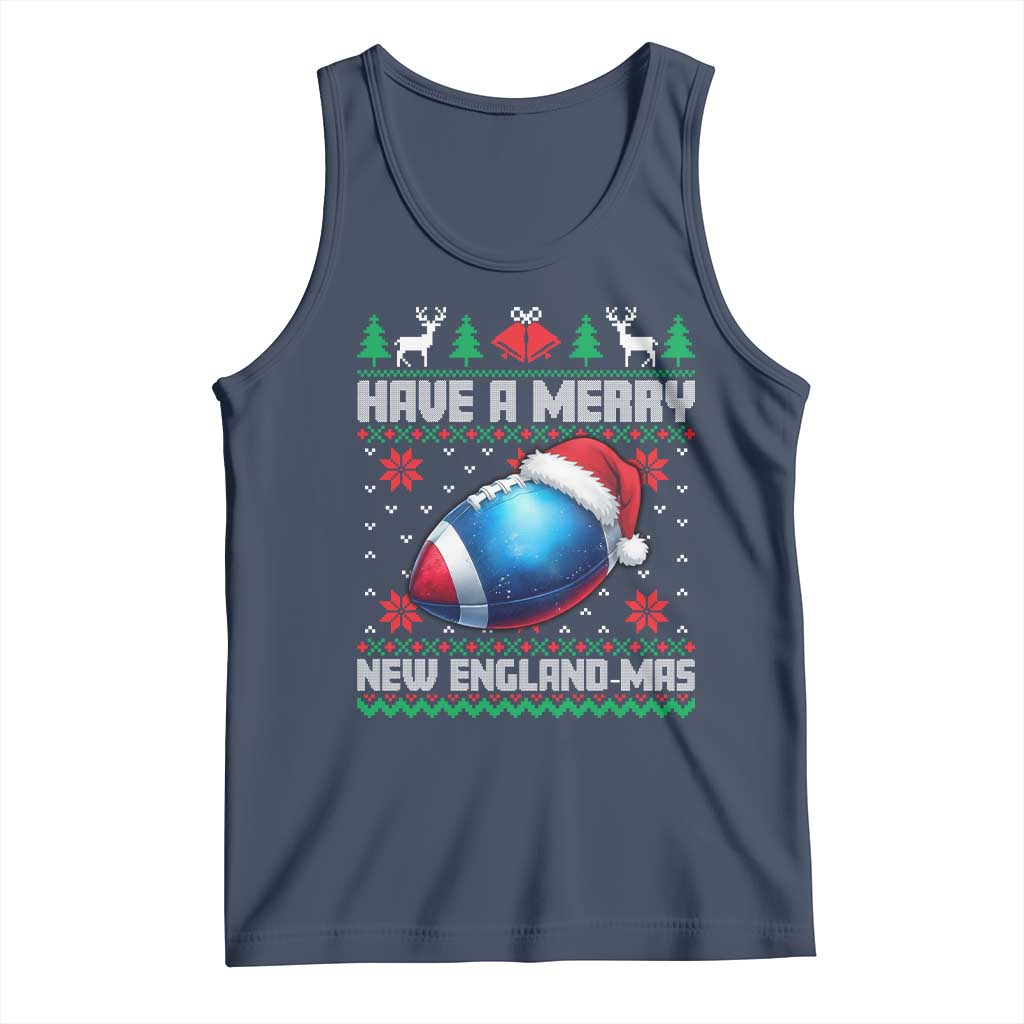 Have A Merry NE Mas Tank Top Funny Football Fan Ugly Christmas Gift TS12 Navy Print Your Wear
