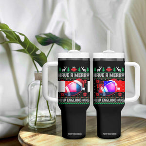 Have A Merry NE Mas Tumbler With Handle Funny Football Fan Ugly Christmas Gift TS12 Print Your Wear