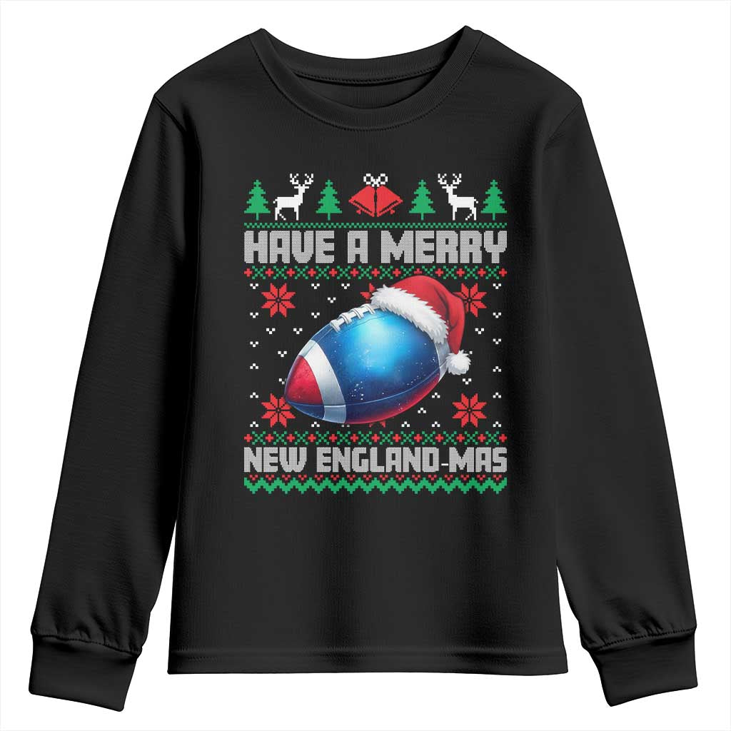Have A Merry NE Mas Youth Sweatshirt Funny Football Fan Ugly Christmas Gift TS12 Black Print Your Wear