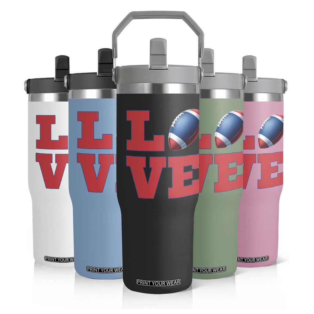 Love Football Fan Supporter Flip Straw Tumbler Gift For Game Day Lovers TS12 Print Your Wear