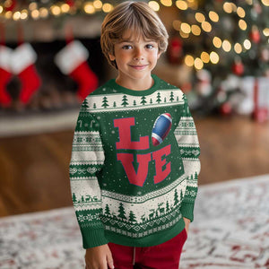 Love Football Fan Supporter Ugly Christmas Sweater Gift For Game Day Lovers TS12 Forest Green Beige Print Your Wear