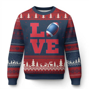 Love Football Fan Supporter Ugly Christmas Sweater Gift For Game Day Lovers TS12 Navy Red Print Your Wear