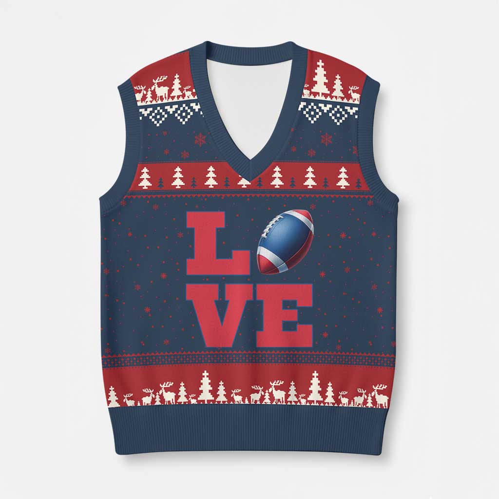 Love Football Fan Supporter V-Neck Knit Sweater Vest Gift For Game Day Lovers TS12 Navy Red Print Your Wear