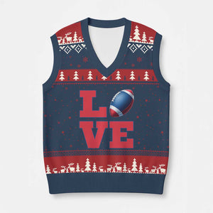 Love Football Fan Supporter V-Neck Knit Sweater Vest Gift For Game Day Lovers TS12 Navy Red Print Your Wear
