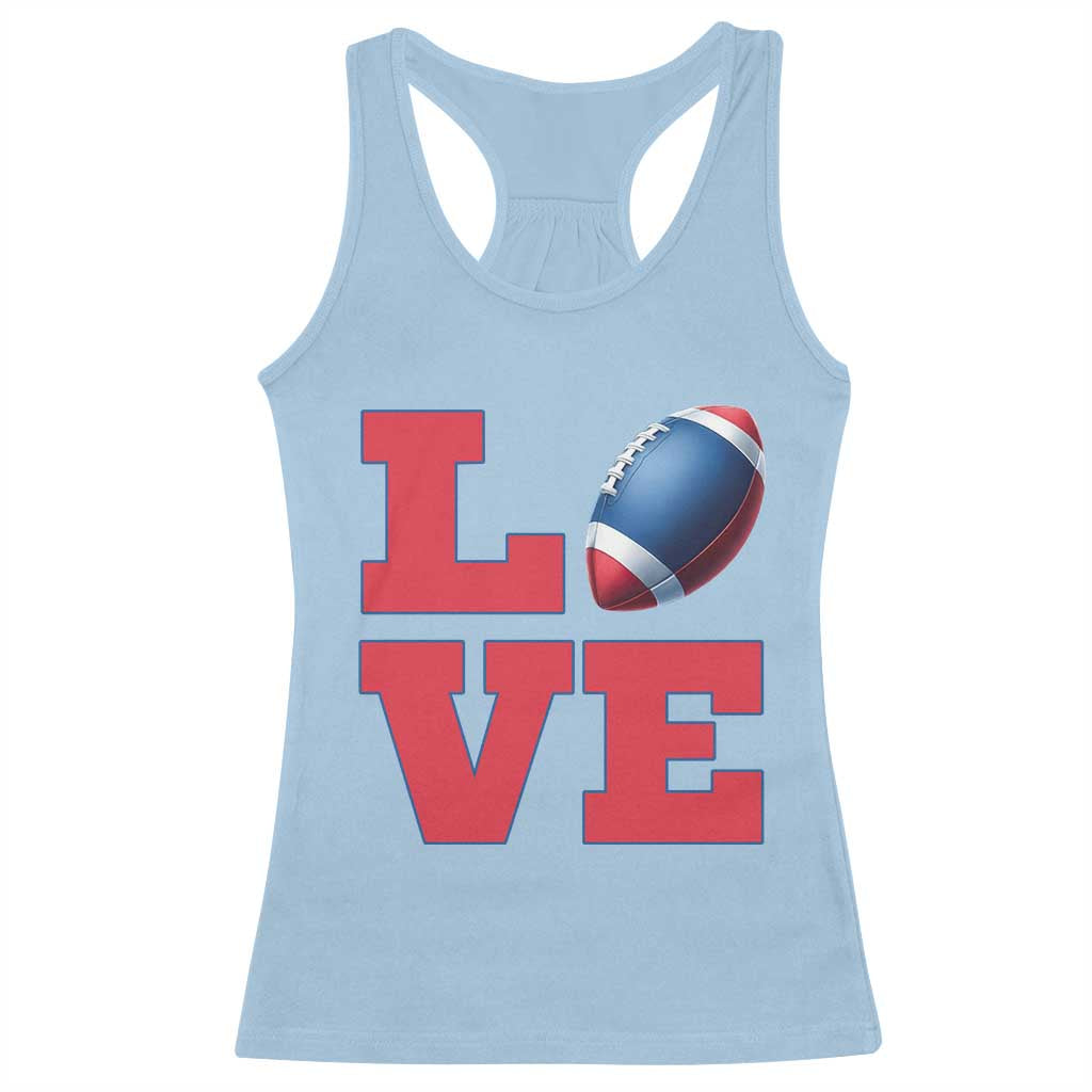 Love Football Fan Supporter Racerback Tank Top Gift For Game Day Lovers TS12 Light Blue Print Your Wear