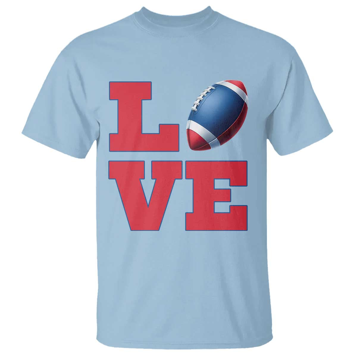 Love Football Fan Supporter T Shirt Gift For Game Day Lovers TS12 Light Blue Print Your Wear