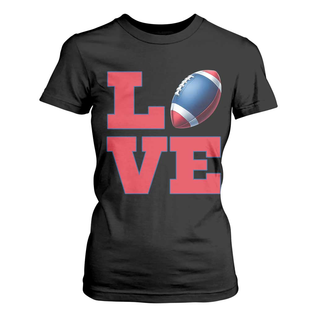 Love Football Fan Supporter T Shirt For Women Gift For Game Day Lovers TS12 Black Print Your Wear