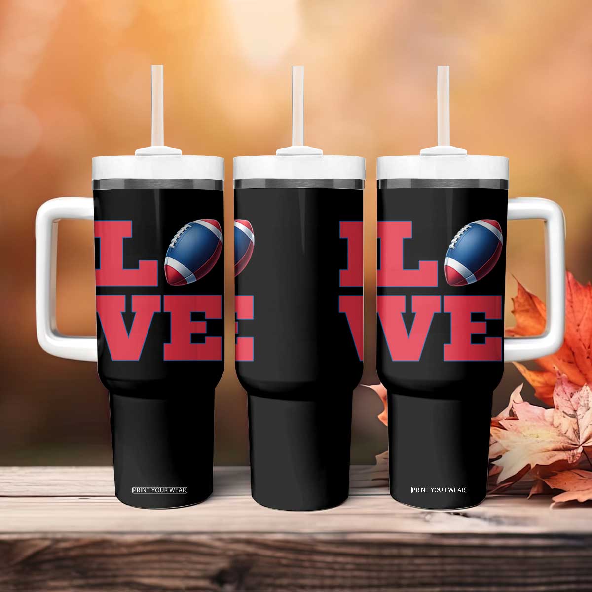 Love Football Fan Supporter Tumbler With Handle Gift For Game Day Lovers TS12 Print Your Wear