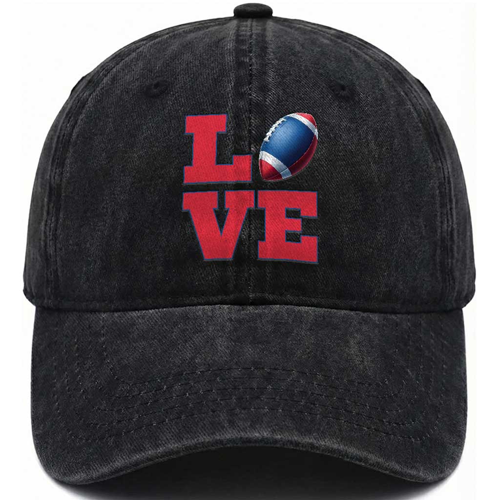 Love Football Fan Supporter Washed Cotton Baseball Cap Gift For Game Day Lovers TS12 Print Your Wear