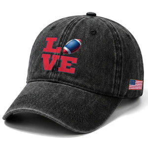 Love Football Fan Supporter Washed Cotton Baseball Cap Gift For Game Day Lovers TS12 Print Your Wear