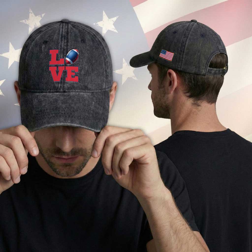Love Football Fan Supporter Washed Cotton Baseball Cap Gift For Game Day Lovers TS12 Print Your Wear