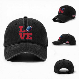 Love Football Fan Supporter Washed Cotton Baseball Cap Gift For Game Day Lovers TS12 Washed Cap Universal Fit Black Print Your Wear