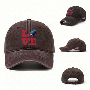 Love Football Fan Supporter Washed Cotton Baseball Cap Gift For Game Day Lovers TS12 Washed Cap Universal Fit Dark Brown Print Your Wear