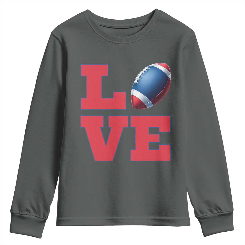 Love Football Fan Supporter Youth Sweatshirt Gift For Game Day Lovers TS12 Dark Heather Print Your Wear