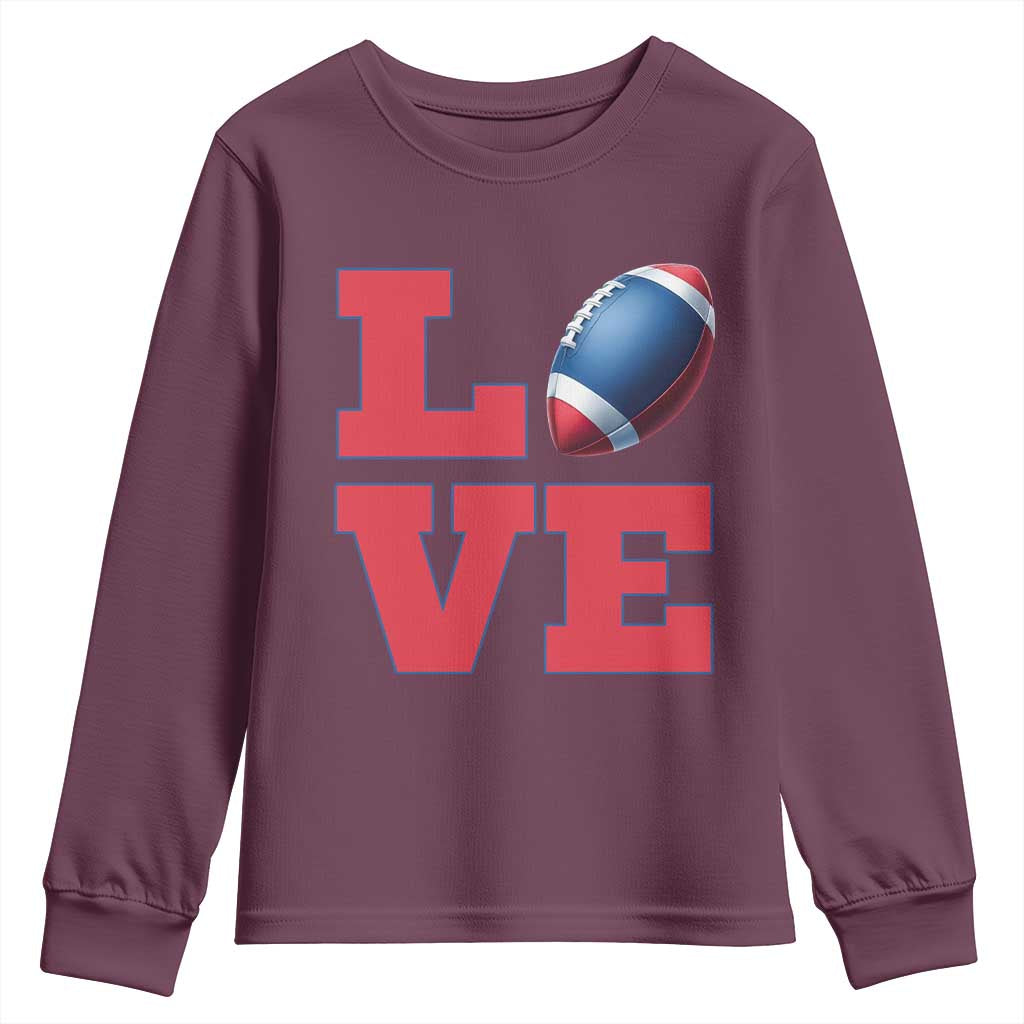 Love Football Fan Supporter Youth Sweatshirt Gift For Game Day Lovers TS12 Maroon Print Your Wear