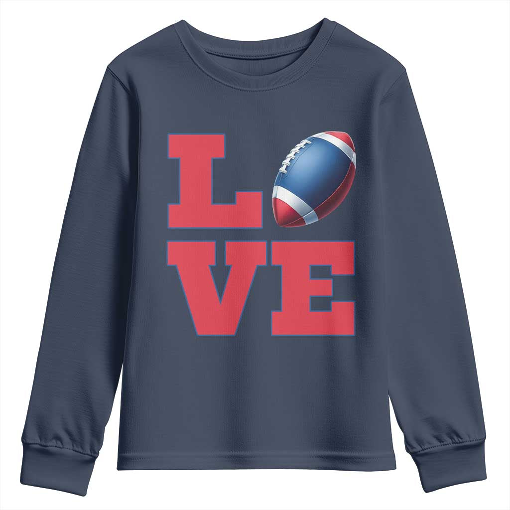 Love Football Fan Supporter Youth Sweatshirt Gift For Game Day Lovers TS12 Navy Print Your Wear
