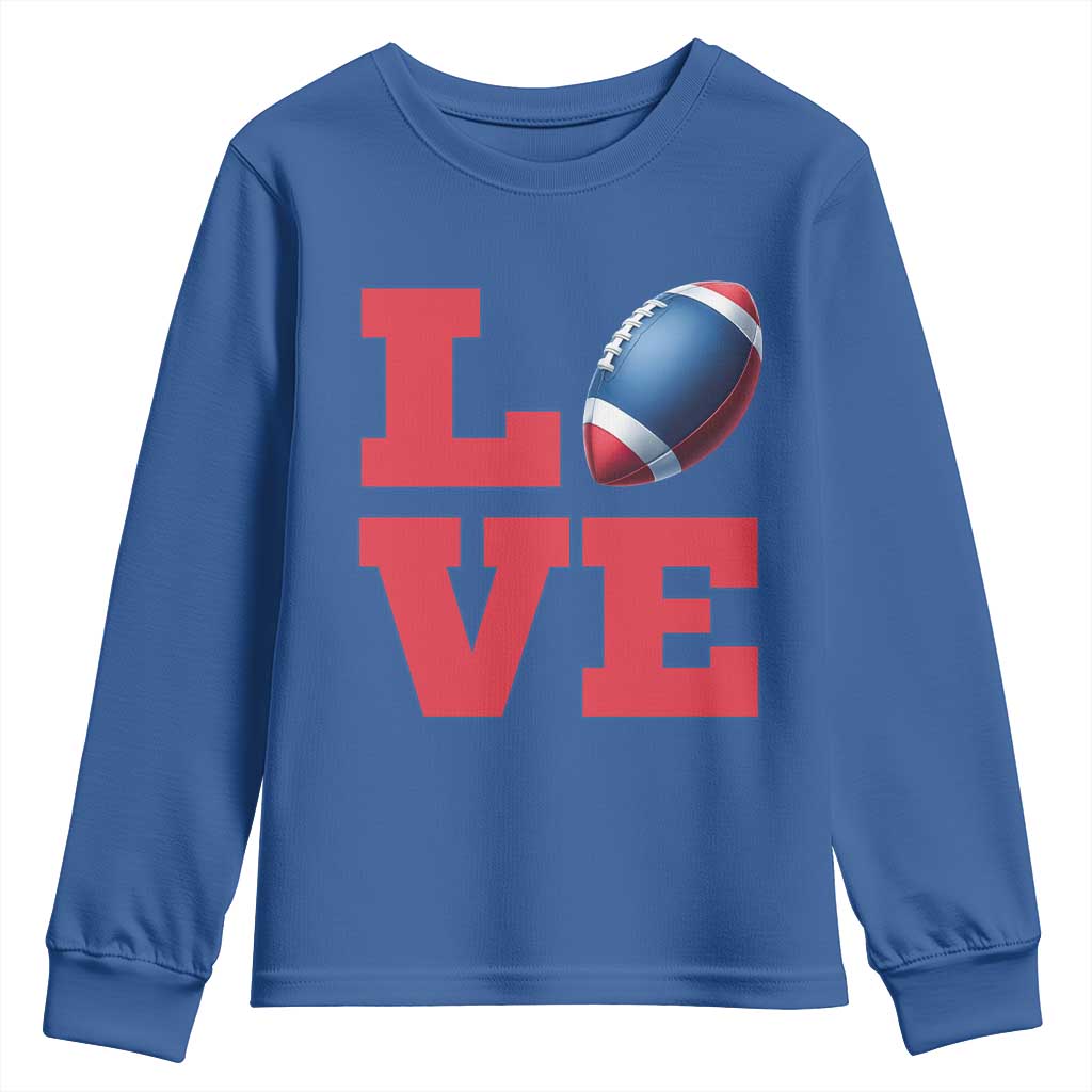 Love Football Fan Supporter Youth Sweatshirt Gift For Game Day Lovers TS12 Royal Blue Print Your Wear