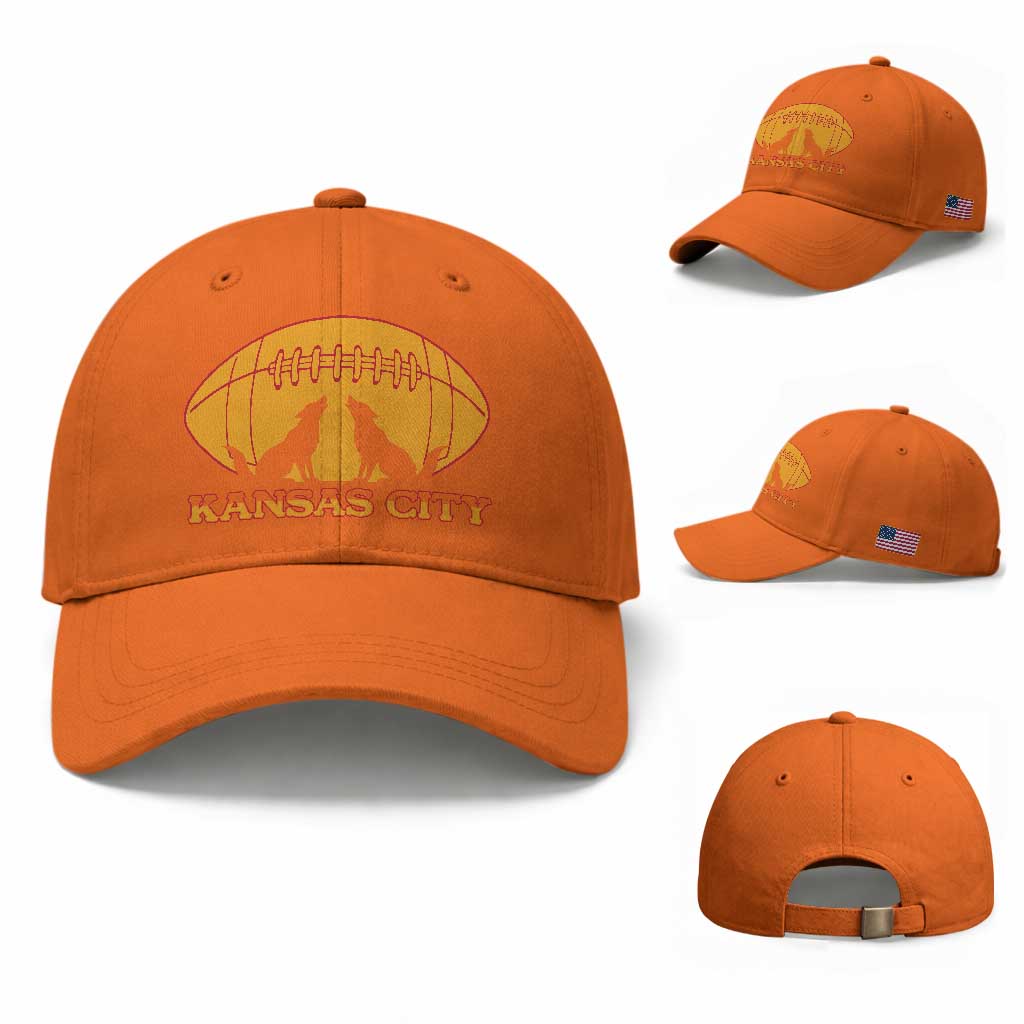 Football Lover Gift Baseball Cap Midwest Wolf Spirit TS12 Baseball Cap Universal Fit Orange Print Your Wear