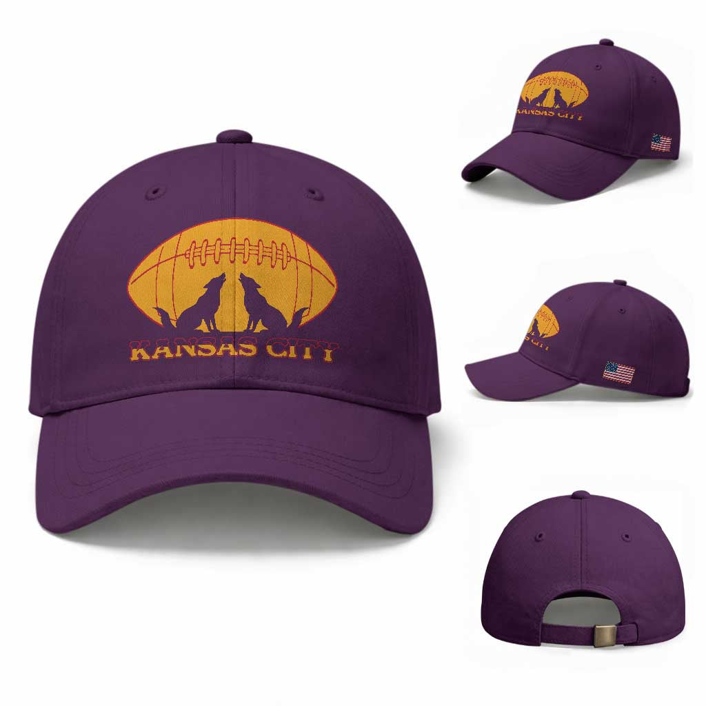 Football Lover Gift Baseball Cap Midwest Wolf Spirit TS12 Baseball Cap Universal Fit Purple Print Your Wear