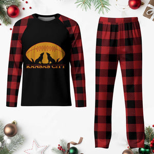 Football Lover Gift Plaid Pajama Set Midwest Wolf Spirit TS12 Buffalo Plaid Print Your Wear