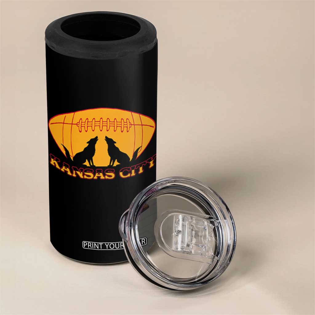 Football Lover Gift 4 in 1 Can Cooler Tumbler Midwest Wolf Spirit TS12 Print Your Wear