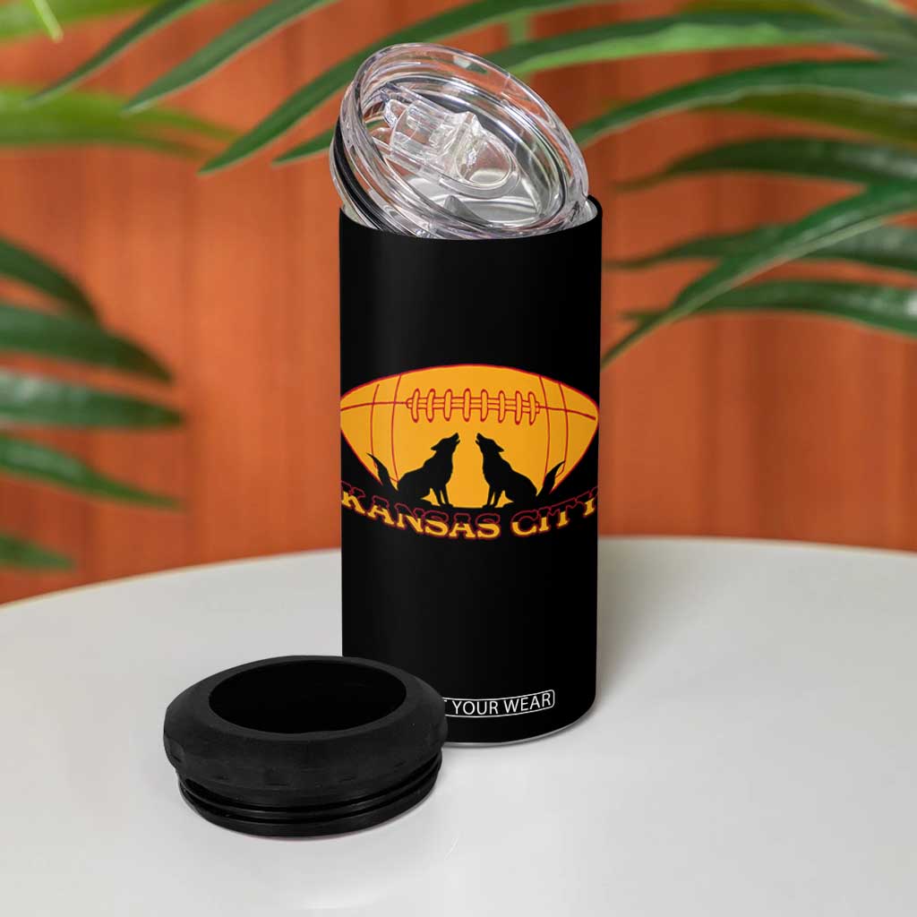 Football Lover Gift 4 in 1 Can Cooler Tumbler Midwest Wolf Spirit TS12 Print Your Wear