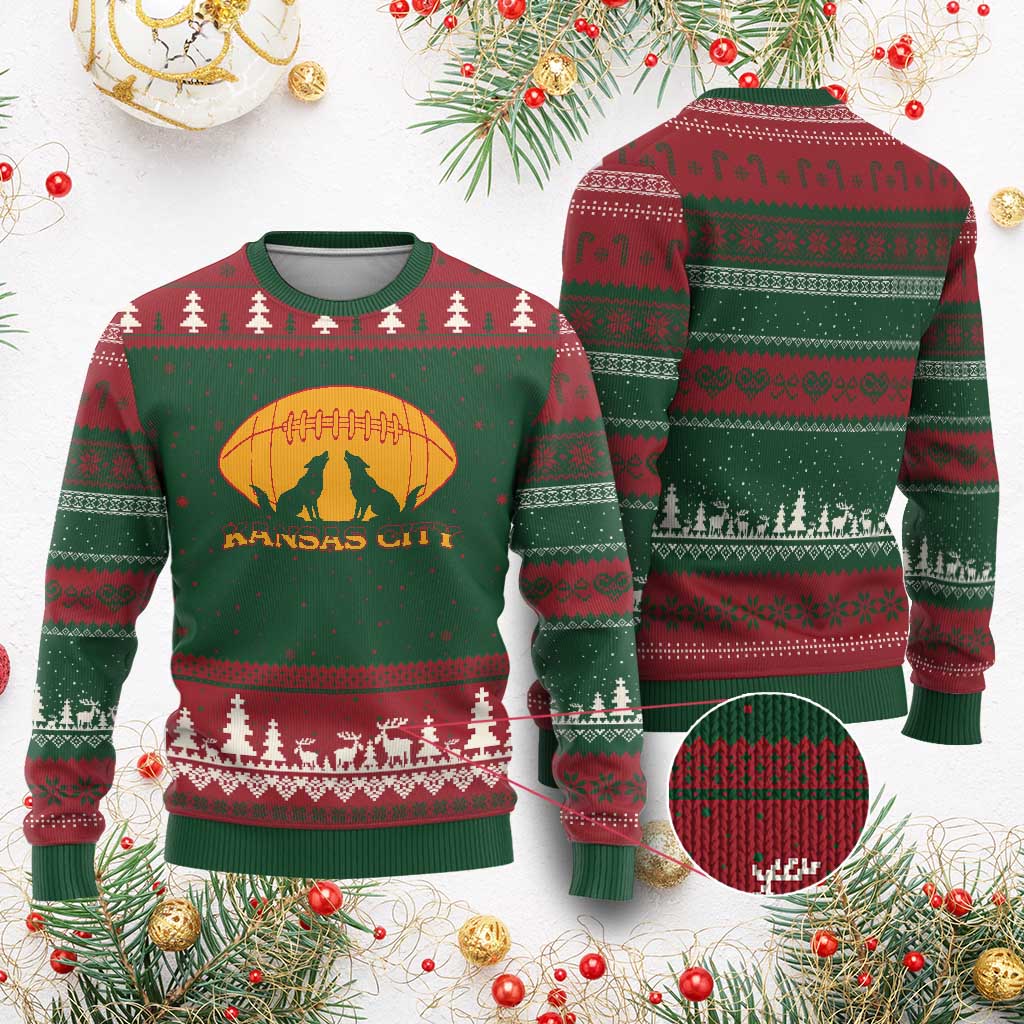 Football Lover Gift Ugly Christmas Sweater Midwest Wolf Spirit TS12 Red Green Print Your Wear