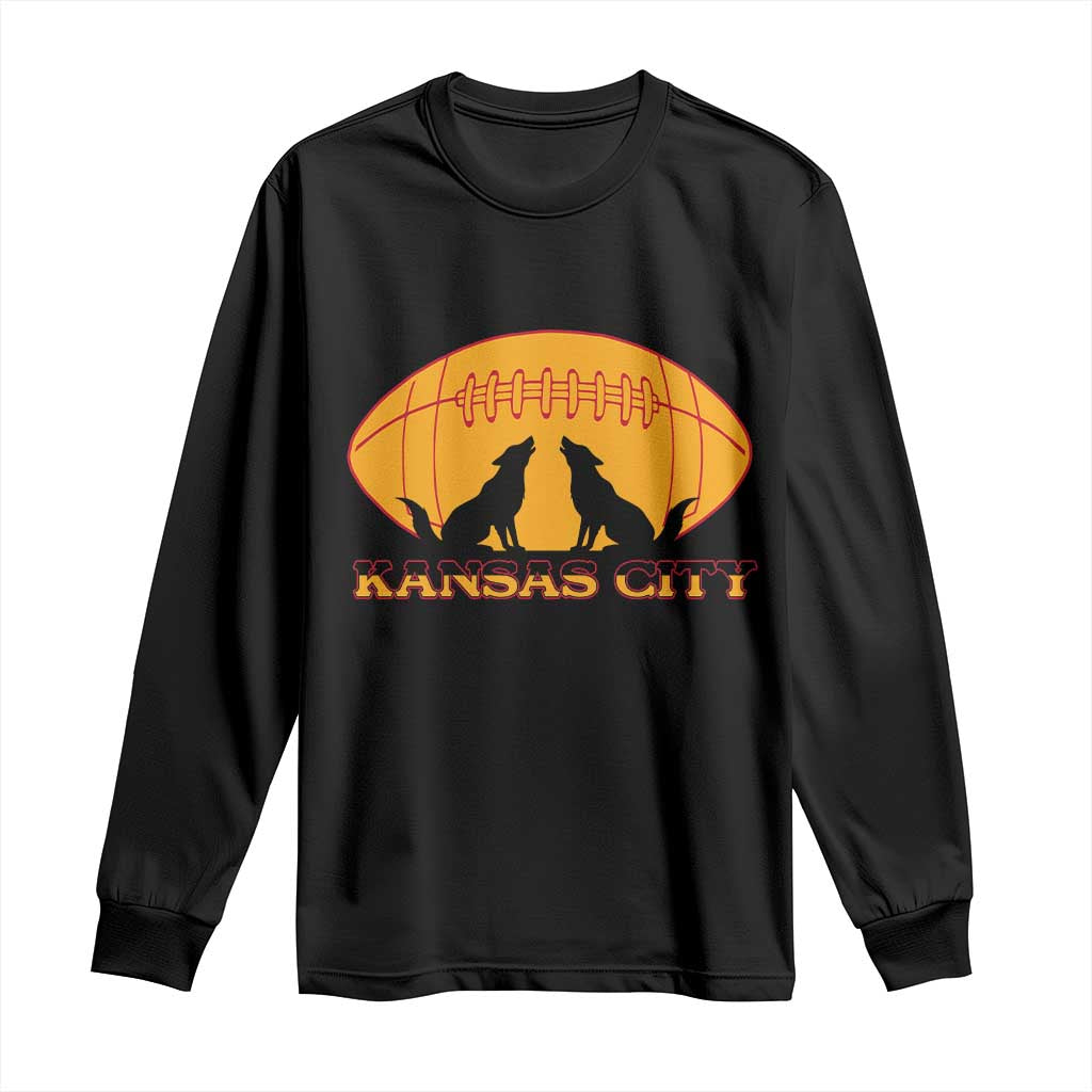 Football Lover Gift Long Sleeve Shirt Midwest Wolf Spirit TS12 Black Print Your Wear