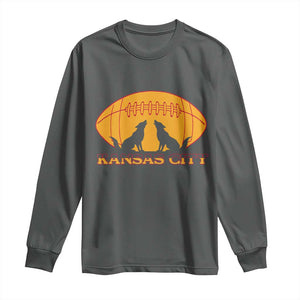 Football Lover Gift Long Sleeve Shirt Midwest Wolf Spirit TS12 Dark Heather Print Your Wear