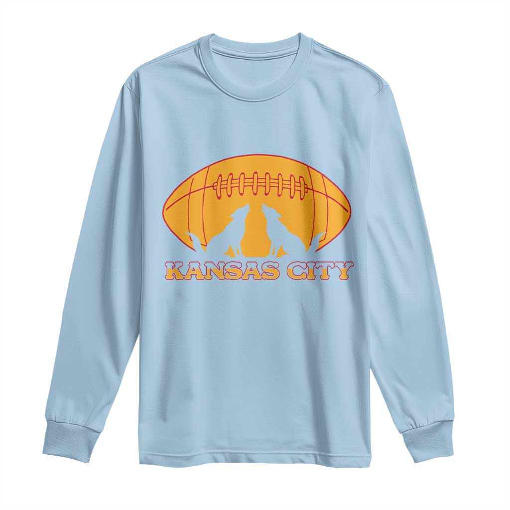 Football Lover Gift Long Sleeve Shirt Midwest Wolf Spirit TS12 Light Blue Print Your Wear