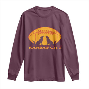 Football Lover Gift Long Sleeve Shirt Midwest Wolf Spirit TS12 Maroon Print Your Wear
