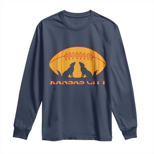Football Lover Gift Long Sleeve Shirt Midwest Wolf Spirit TS12 Navy Print Your Wear