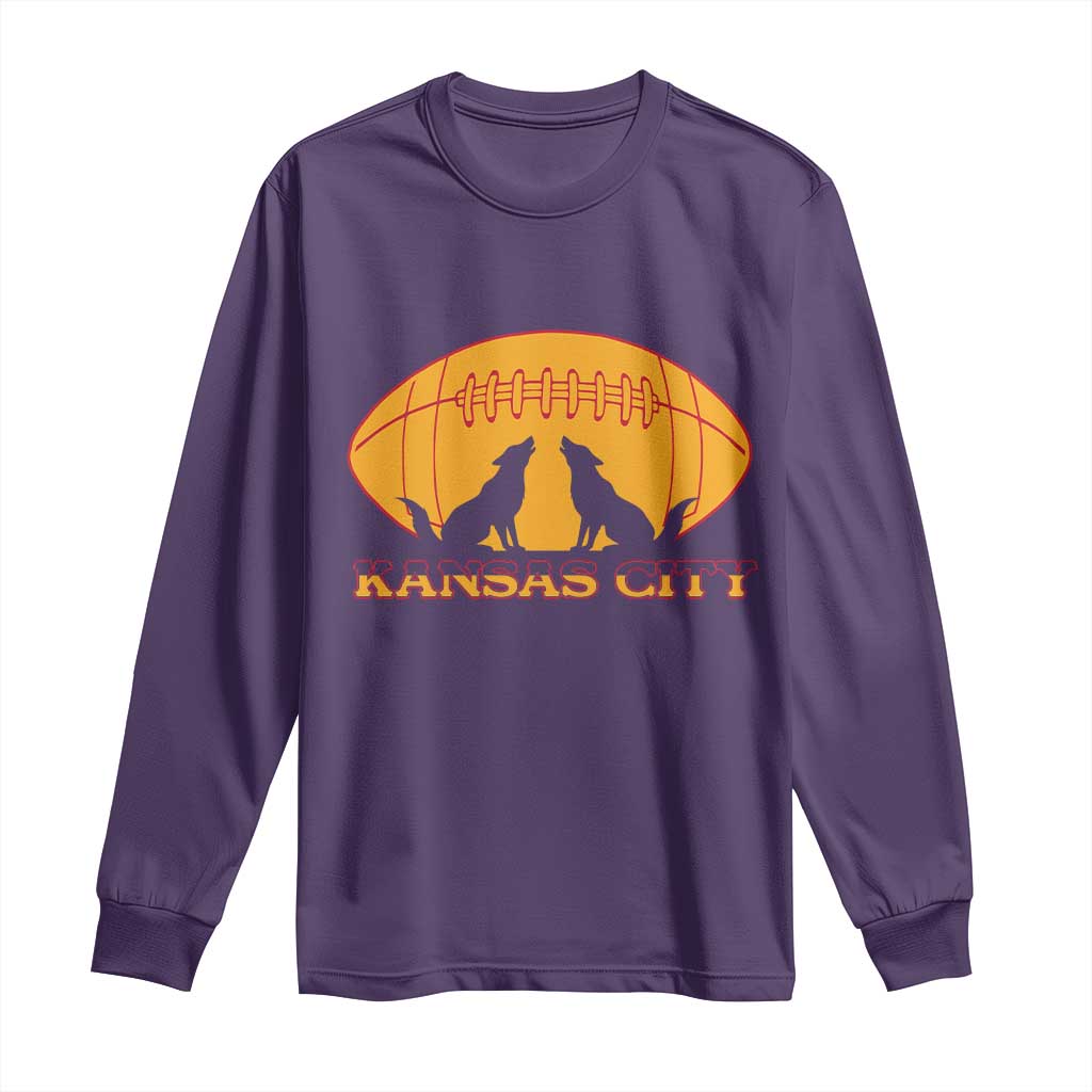 Football Lover Gift Long Sleeve Shirt Midwest Wolf Spirit TS12 Purple Print Your Wear