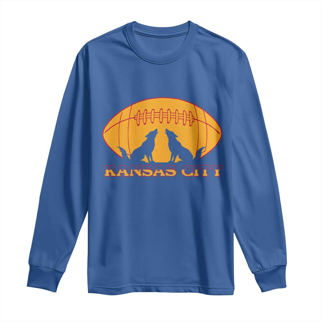 Football Lover Gift Long Sleeve Shirt Midwest Wolf Spirit TS12 Royal Blue Print Your Wear