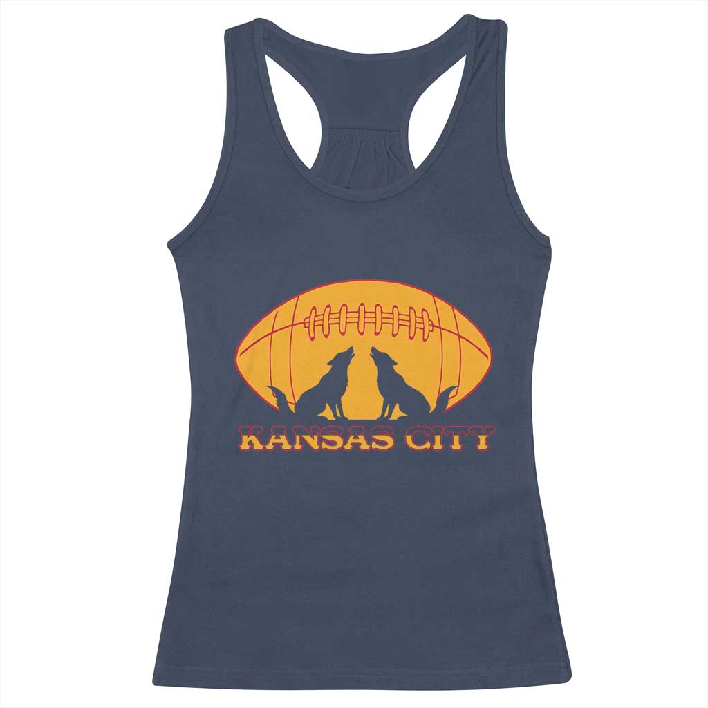 Football Lover Gift Racerback Tank Top Midwest Wolf Spirit TS12 Navy Print Your Wear