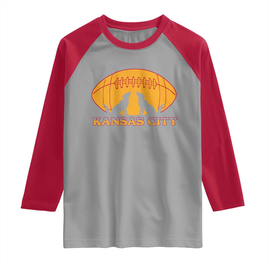 Football Lover Gift Raglan Shirt Midwest Wolf Spirit TS12 Sport Gray Red Print Your Wear