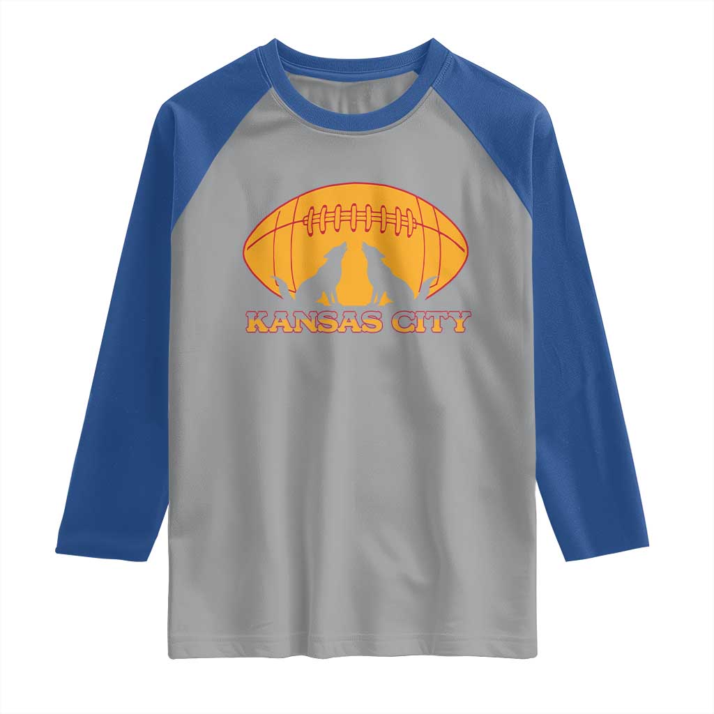 Football Lover Gift Raglan Shirt Midwest Wolf Spirit TS12 Sport Gray Royal Print Your Wear