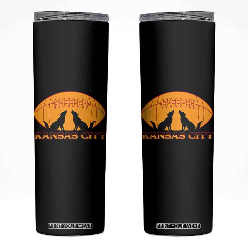 Football Lover Gift Skinny Tumbler Midwest Wolf Spirit TS12 Black Print Your Wear