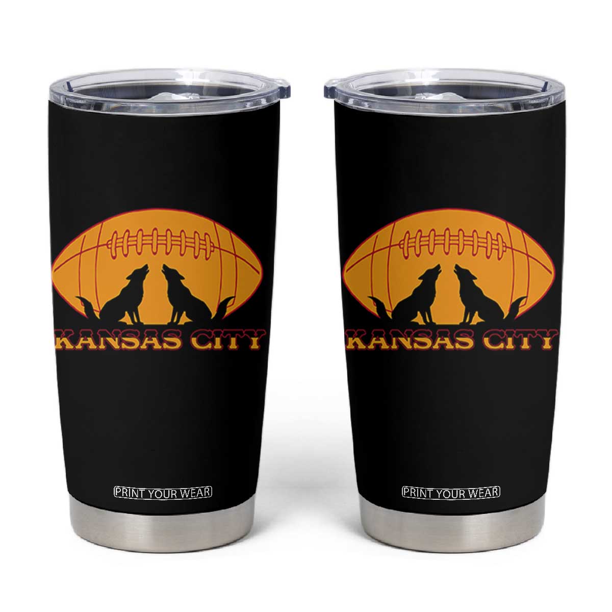 Football Lover Gift Tumbler Cup Midwest Wolf Spirit TS12 Black Print Your Wear