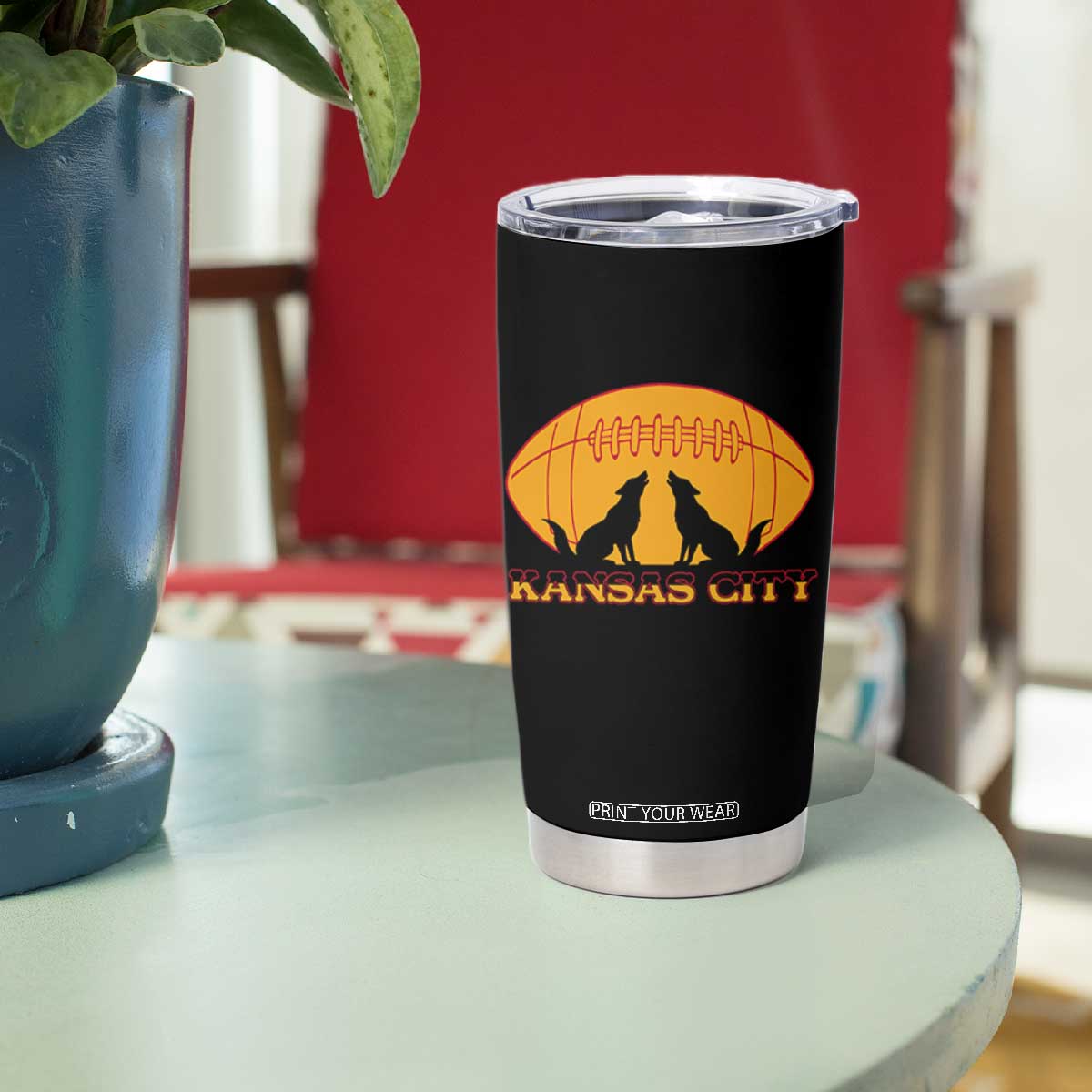 Football Lover Gift Tumbler Cup Midwest Wolf Spirit TS12 Print Your Wear