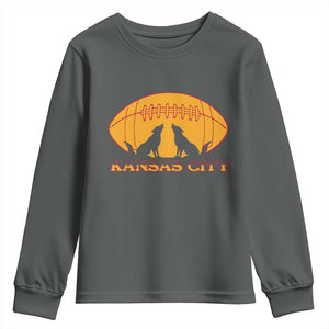 Football Lover Gift Youth Sweatshirt Midwest Wolf Spirit TS12 Dark Heather Print Your Wear