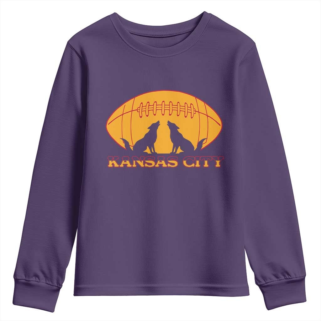 Football Lover Gift Youth Sweatshirt Midwest Wolf Spirit TS12 Purple Print Your Wear