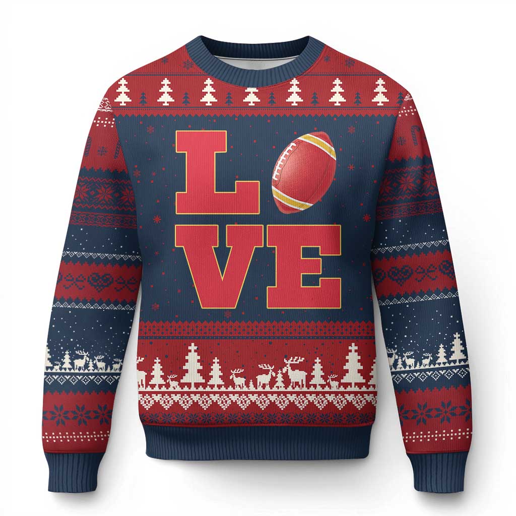Love Midwest Football Ugly Christmas Sweater Gift For Football Fans TS12 Navy Red Print Your Wear