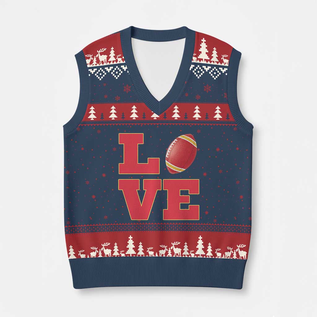 Love Midwest Football V-Neck Knit Sweater Vest Gift For Football Fans TS12 Navy Red Print Your Wear