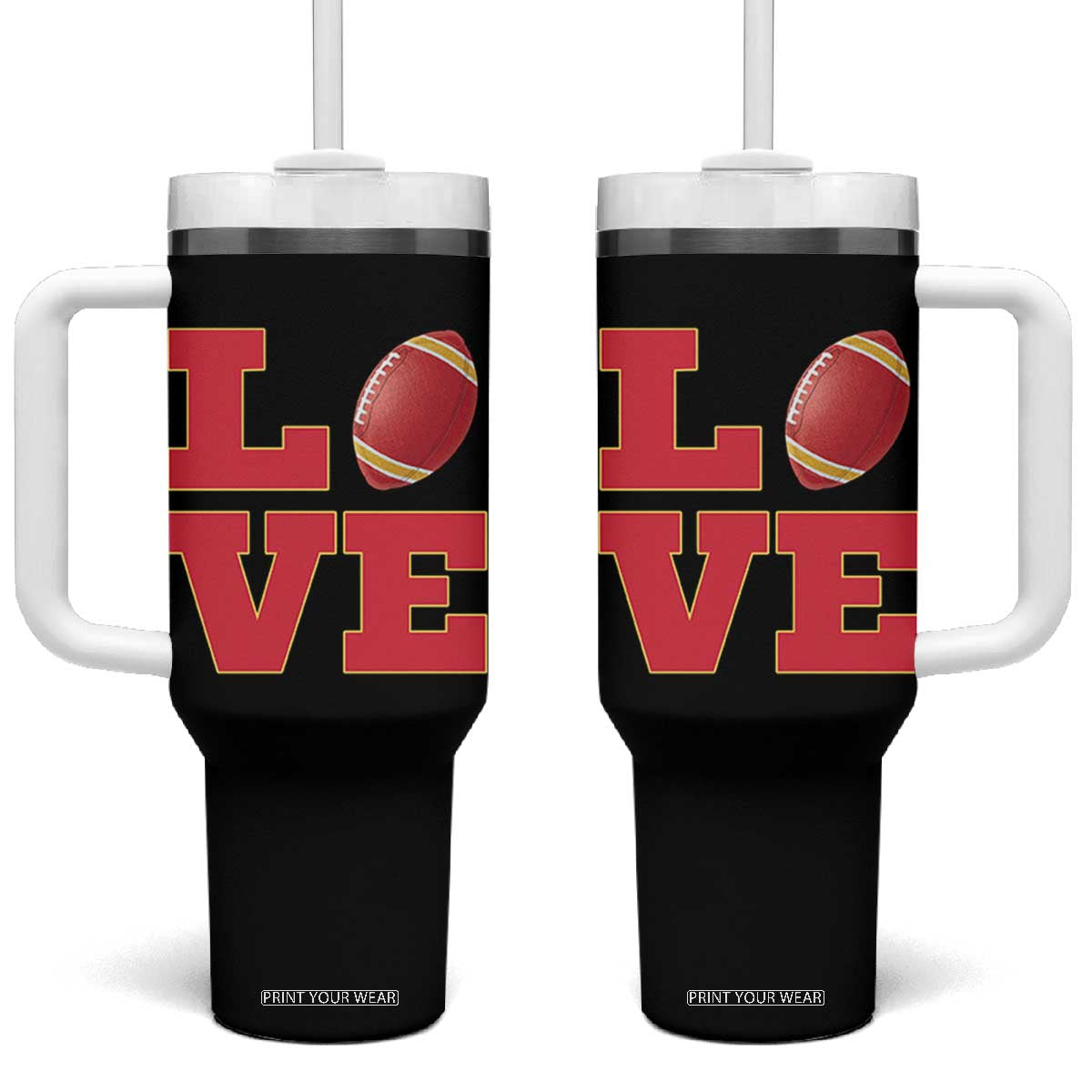 Love Midwest Football Tumbler With Handle Gift For Football Fans TS12 One Size: 40 oz Black Print Your Wear