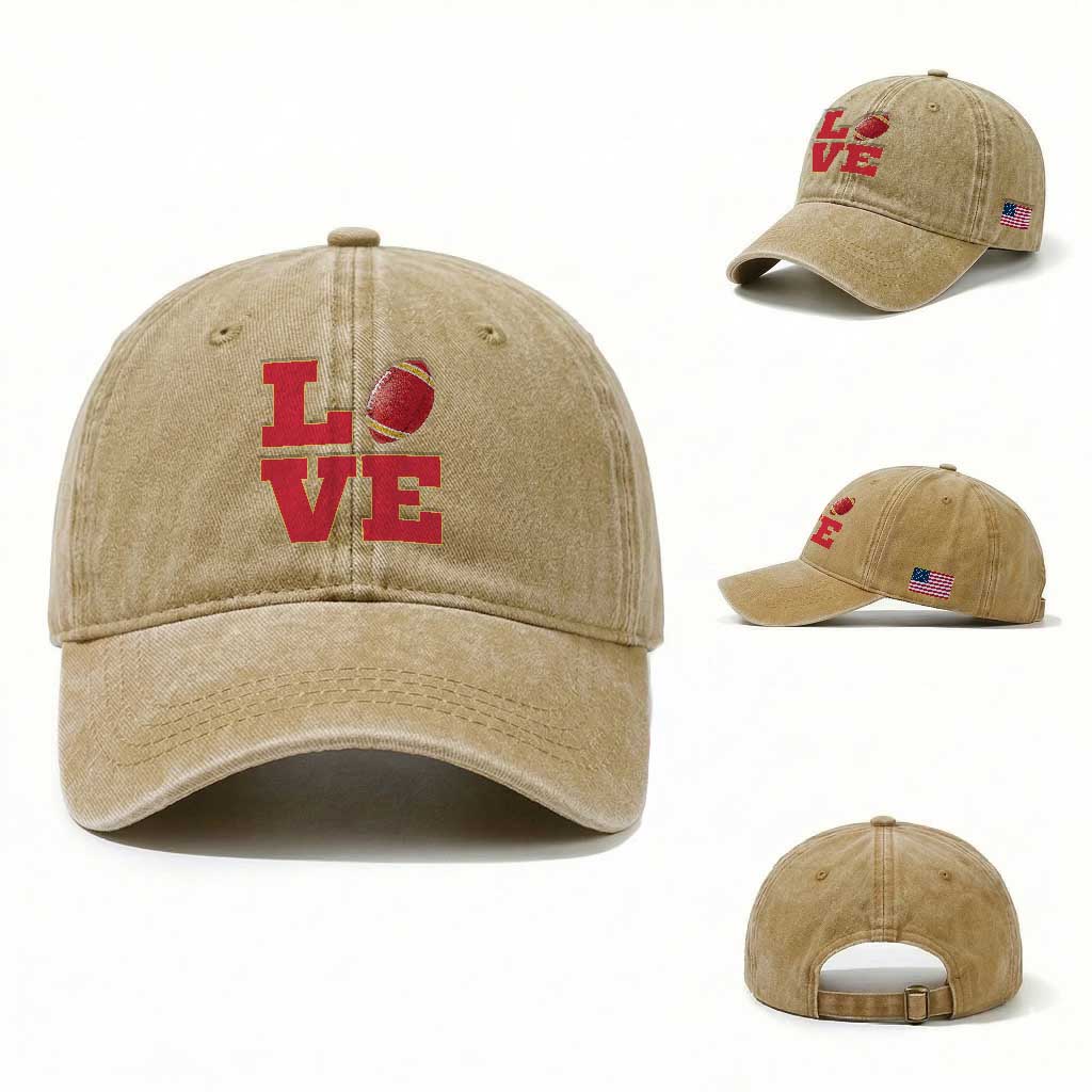 Love Midwest Football Washed Cotton Baseball Cap Gift For Football Fans TS12 Washed Cap Universal Fit Khaki Print Your Wear