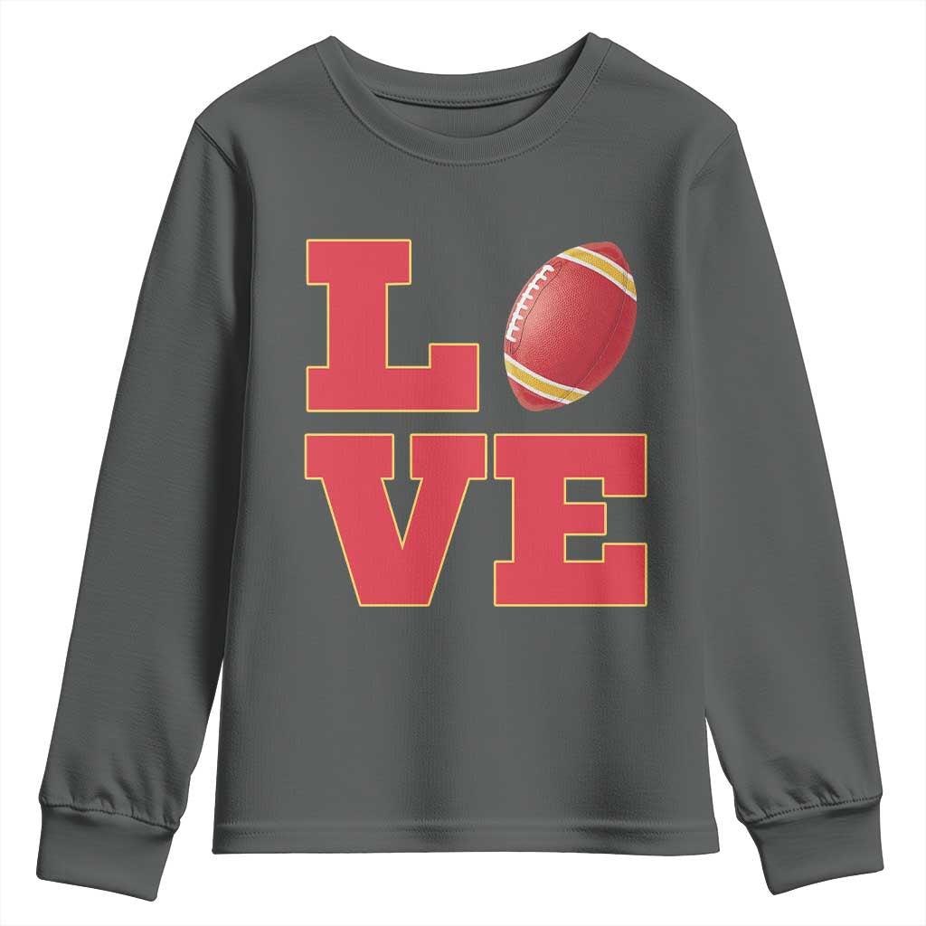 Love Midwest Football Youth Sweatshirt Gift For Football Fans TS12 Dark Heather Print Your Wear