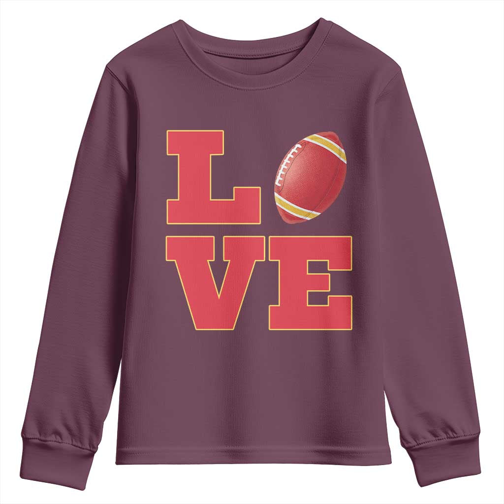 Love Midwest Football Youth Sweatshirt Gift For Football Fans TS12 Maroon Print Your Wear