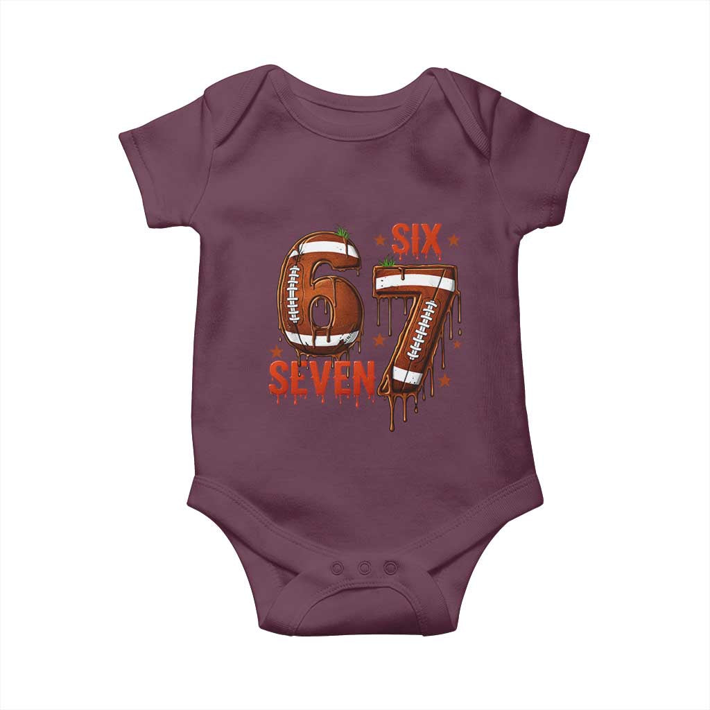 American Football Six Seven Meme Baby Onesie Funny Gen Z Alpha Gift TS12 Maroon Print Your Wear
